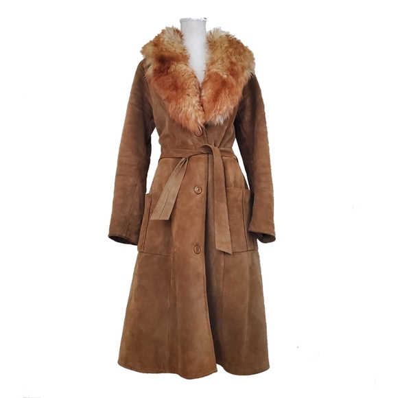 Vintage Jackets & Blazers - Vintage Penny Lane Long Suede Shearling Coat
